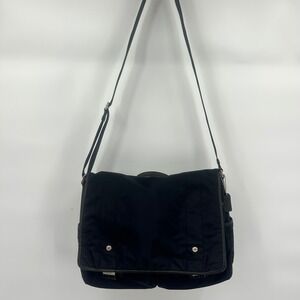 Coach Leather Trim Nylon Messenger Bag Black Adjustable Strap